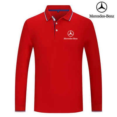 2022 Polo Mercedes Benz Homme Manche Longue Col Contrasté Coton Respirant